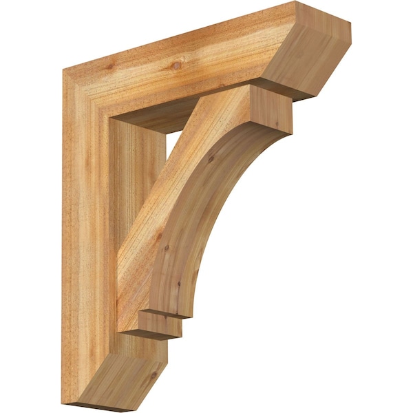 Ekena Millwork Imperial Slat Rough Sawn Bracket w/ Offset Brace, Western Red Cedar, 8"W x 28"D x 32"H BKT0806X28X32IMP06RWR - main